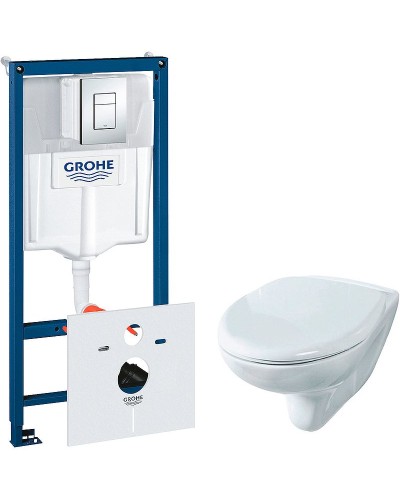 Комплект унитаза Rosa Элеганс Люкс Вн УнБ32 4620008195438 с инсталляцией Grohe Rapid SL 38775001 с сиденьем Микролифт и клавишей смыва Хром