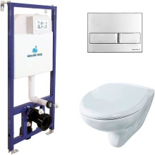 Комплект унитаза Rosa Элеганс Люкс Вн УнБ32 4620008195438 с инсталляцией Koller Pool DUNE1200SL+Neon с сиденьем Микролифт и клавишей смыва Хром