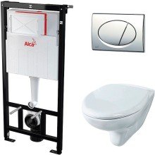 Комплект унитаза Rosa Элеганс Люкс Вн УнБ32 4620008195438 с инсталляцией Alcaplast Sadromodul AM101/1120-3:1 RU M71-0001 с сиденьем Микролифт и клавишей смыва Хром