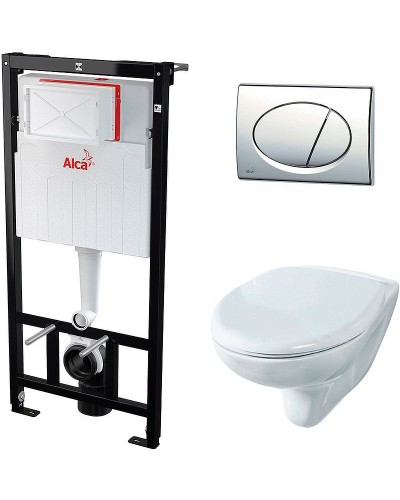 Комплект унитаза Rosa Элеганс Люкс Вн УнБ32 4620008195438 с инсталляцией Alcaplast Sadromodul AM101/1120-3:1 RU M71-0001 с сиденьем Микролифт и клавишей смыва Хром