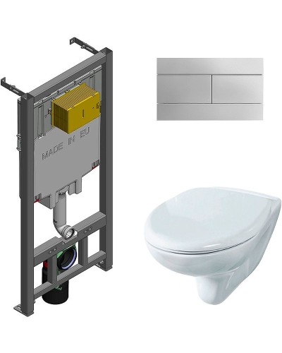 Комплект унитаза Rosa Элеганс Люкс Вн УнБ32 4620008195438 с сиденьем Микролифт и инсталляцией Jacob Delafon E29025-NF+E4316-CP с клавишей смыва Хром