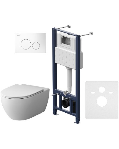 Комплект унитаза с инсталляцией AM.PM Awe FlashClean IS49001.111700 с сиденьем Микролифт и Белой клавишей смыва