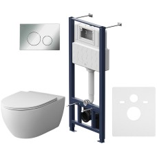 Комплект унитаза с инсталляцией AM.PM Awe FlashClean IS49051.111700 с сиденьем Микролифт и клавишей смыва Хром