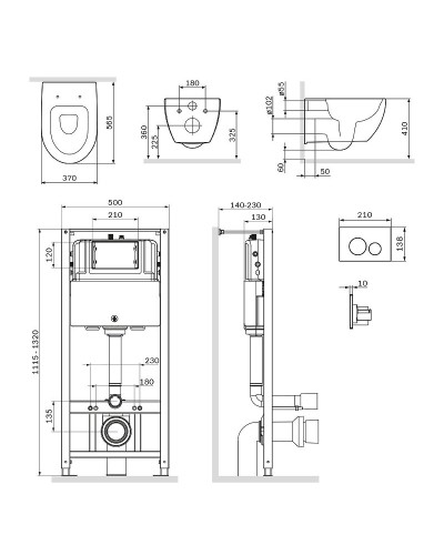 Комплект унитаза с инсталляцией AM.PM Awe FlashClean IS49051.111700 с сиденьем Микролифт и клавишей смыва Хром