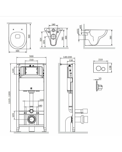 Комплект унитаза с инсталляцией AM.PM Gem FlashClean IS49051.901700 с сиденьем Микролифт и клавишей смыва Хром