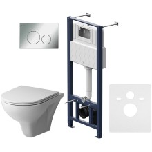 Комплект унитаза с инсталляцией AM.PM Gem FlashClean IS49051.901700 с сиденьем Микролифт и клавишей смыва Хром