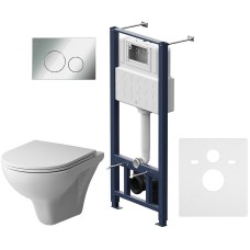 Комплект унитаза с инсталляцией AM.PM Gem FlashClean IS49051.901700 с сиденьем Микролифт и клавишей смыва Хром