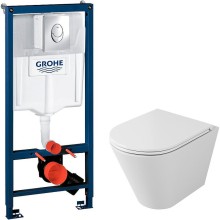 Комплект унитаза Owl 1975 Vind Ruta-H OWLT190304 с инсталляцией Grohe Rapid SL 38721001 с сиденьем Микролифт и клавишей смыва Хром