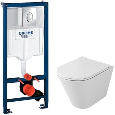 Комплект унитаза Owl 1975 Vind Ruta-H OWLT190304 с инсталляцией Grohe Rapid SL 38721001 с сиденьем Микролифт и клавишей смыва Хром