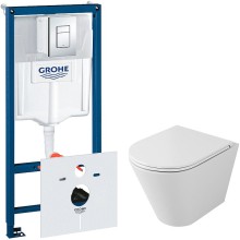 Комплект унитаза Owl 1975 Vind Ruta-H OWLT190304 с инсталляцией Grohe Rapid SL 38775001 с сиденьем Микролифт и клавишей смыва Хром