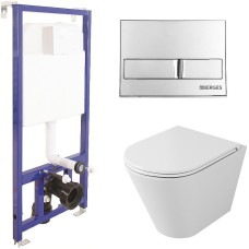 Комплект унитаза Owl 1975 Vind Ruta-H OWLT190304 с инсталляцией Berges Wasserhaus Novum L3 040213 с сиденьем Микролифт и клавишей смыва Хром
