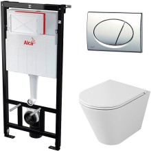 Комплект унитаза Owl 1975 Vind Ruta-H OWLT190304 с инсталляцией Alcaplast Sadromodul AM101/1120-3:1 RU M71-0001 с сиденьем Микролифт и клавишей смыва Хром