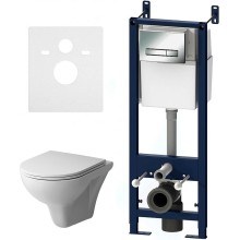 Комплект унитаза с инсталляцией AM.PM Gem FlashClean IS30251.901700 с сиденьем Микролифт и клавишей смыва Хром глянцевый