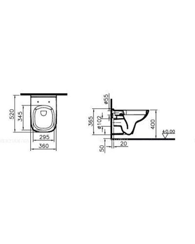 Комплект унитаза с инсталляцией Vitra S 20 9004B003-7207 с сиденьем Микролифт и клавишей смыва Хром глянец