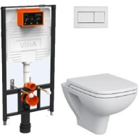 Комплект унитаза с инсталляцией Vitra S 20 9004B003-7207 с сиденьем Микролифт и клавишей смыва Хром глянец