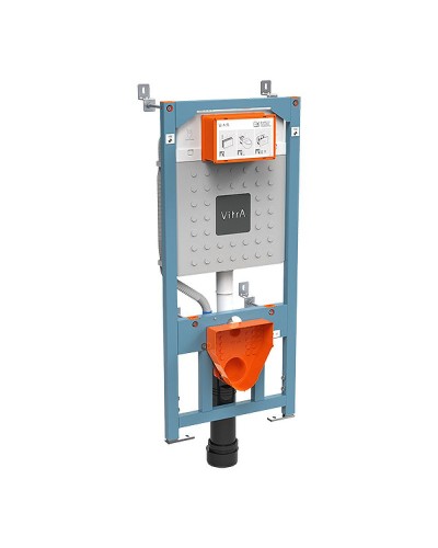 Комплект унитаза с инсталляцией Vitra Sento Rim-Ex 9830B003-7207 с сиденьем Микролифт и клавишей смыва Хром матовый