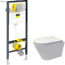 Комплект унитаза Koller Pool Orion OR-0515-RW с инсталляцией Viega Prevista Dry 8524.14 792596 с сиденьем Микролифт и клавишей смыва Хром