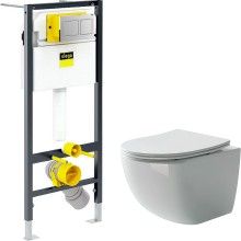 Комплект унитаза Ceramica Nova Forma CN3009 с инсталляцией Viega Prevista Dry 8524.14 792596 с сиденьем Микролифт и клавишей смыва Хром