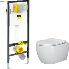 Комплект унитаза Ceramica Nova Play CN3001 с инсталляцией Viega Prevista Dry 8524.14 792596 с сиденьем Микролифт и клавишей смыва Хром