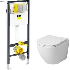 Комплект унитаза Grossman GR-4455S с инсталляцией Viega Prevista Dry 8524.14 792596 с сиденьем Микролифт и клавишей смыва Хром