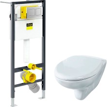 Комплект унитаза Rosa Элеганс Люкс Вн УнБ32 4620008195438 с инсталляцией Viega Prevista Dry 8524.14 792596 с сиденьем Микролифт и клавишей смыва Хром