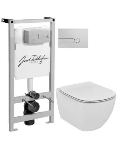 Комплект подвесной унитаз Ideal Standard Tesi T007901 + T352701 + система инсталляции Jacob Delafon E5504-NF + E4326-CP