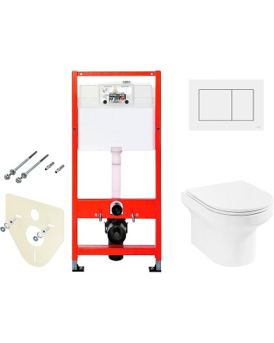 Комплект унитаза Jacob Delafon Elite EDX114RU-00 с инсталляцией Tece Base 9400413 с сиденьем Микролифт и Белой клавишей смыва