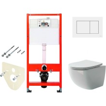 Комплект унитаза Ceramica Nova Forma CN3009 с инсталляцией Tece Base 9400413 с сиденьем Микролифт и Белой клавишей смыва