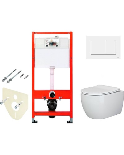 Комплект унитаза Ceramica Nova Play CN3001 с инсталляцией Tece Base 9400413 с сиденьем Микролифт и Белой клавишей смыва