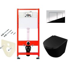 Комплект унитаза Owl 1975 Vind Cirkel-H OWLT190305 с инсталляцией Tece Profil 9400412 с сиденьем Микролифт и клавишей смыва Хром глянцевый