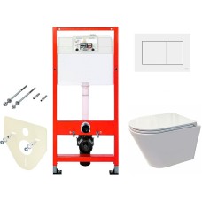 Комплект унитаза Koller Pool Orion OR-0515-RW с инсталляцией Tece Base 9400413 с сиденьем Микролифт и Белой клавишей смыва