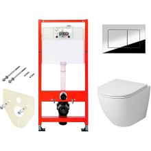 Комплект унитаза Grossman GR-4455S с инсталляцией Tece Profil 9400412 с сиденьем Микролифт и клавишей смыва Хром глянцевый