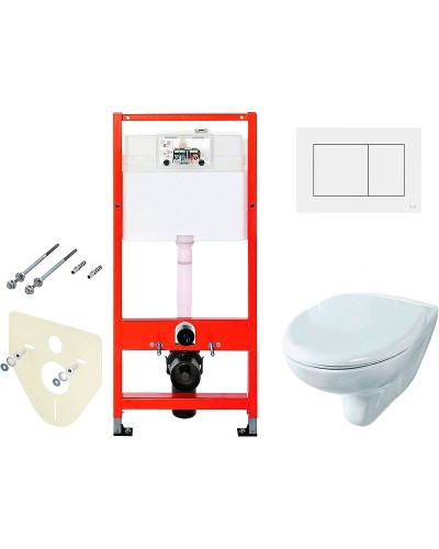 Комплект унитаза Rosa Элеганс Люкс Вн УнБ32 4620008195438 с инсталляцией Tece Base 9400413 с сиденьем Микролифт и Белой клавишей смыва