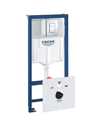 Комплект унитаза AM.PM Spirit FlashClean C701700WH + C707857WH с инсталляцией Grohe Rapid SL 38775001 с сиденьем Микролифт и клавишей смыва Хром