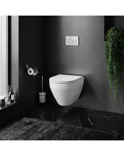 Комплект унитаза AM.PM Spirit FlashClean C701700WH + C707857WH с инсталляцией Viega Prevista Dry 8524.14 792596 с сиденьем Микролифт и клавишей смыва Хром