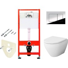 Комплект унитаза AM.PM Spirit FlashClean C701700WH + C707857WH с инсталляцией Tece Profil 9400412 с сиденьем Микролифт и клавишей смыва Хром глянцевый