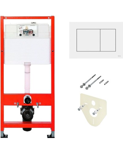 Комплект унитаза BelBagno Uno BB3105CHR/SC с инсталляцией Tece Base 9400413 с сиденьем Микролифт и Белой клавишей смыва