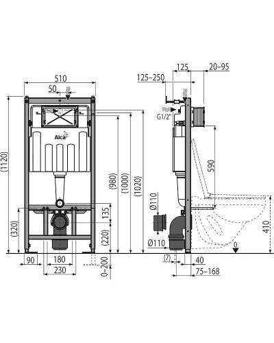 Комплект унитаза BelBagno Uno BB3105CHR/SC с инсталляцией Alcaplast Sadromodul AM101/1120-3:1 RU M71-0001 с сиденьем Микролифт и клавишей смыва Хром