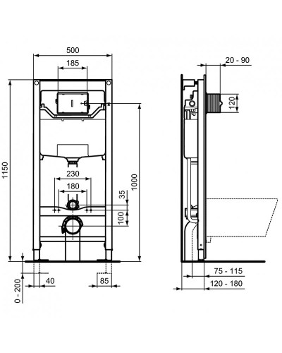 Комплект унитаза с инсталляцией Ideal Standard Tesi T3868V3 с сиденьем Микролифт