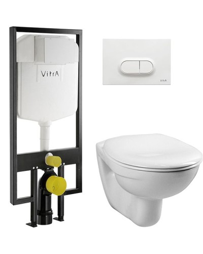 Комплект унитаза с инсталляцией Vitra Normus 9773B003-7201 с сиденьем и кнопкой смыва Белой