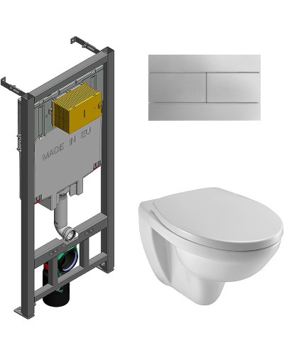 Комплект унитаза с инсталляцией Jacob Delafon Patio E21739RU-00 с сиденьем Микролифт и клавишей смыва Хром