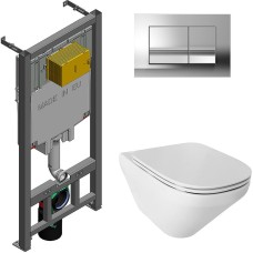 Комплект унитаза с инсталляцией Jacob Delafon Modern Life E21773RU-00 с сиденьем Микролифт и клавишей смыва Хром глянцевый