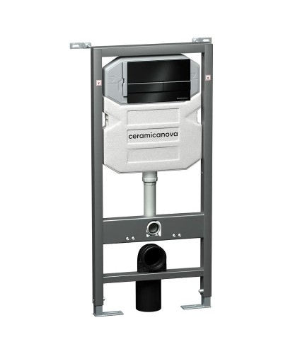 Комплект унитаза с инсталляцией Ceramica Nova Play CN3001_1002B_1000 с сиденьем Микролифт и Черной матовой клавишей смыва