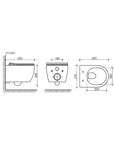 Комплект унитаза с инсталляцией Ceramica Nova Play CN3001_1002CH_1000 с сиденьем Микролифт и клавишей смыва Хром