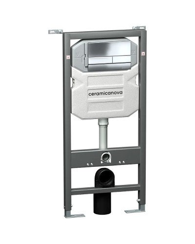 Комплект унитаза с инсталляцией Ceramica Nova Play CN3001_1002CH_1000 с сиденьем Микролифт и клавишей смыва Хром
