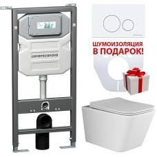 Комплект унитаза с инсталляцией Ceramica Nova Metric CN3007_1001W_1000 с сиденьем Микролифт и Белой клавишей смыва