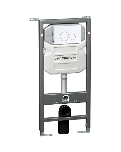 Комплект унитаза с инсталляцией Ceramica Nova Metric CN3007_1001W_1000 с сиденьем Микролифт и Белой клавишей смыва