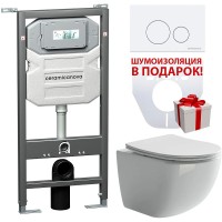 Комплект унитаза с инсталляцией Ceramica Nova Forma CN3009_1001W_1000 с сиденьем Микролифт и Белой клавишей смыва
