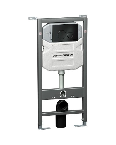 Комплект унитаза с инсталляцией Ceramica Nova Forma CN3009_1001B_1000 с сиденьем Микролифт и Черной матовой клавишей смыва