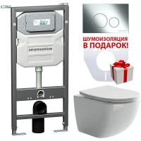 Комплект унитаза с инсталляцией Ceramica Nova Forma CN3009_1001CH_1000 с сиденьем Микролифт и клавишей смыва Хром